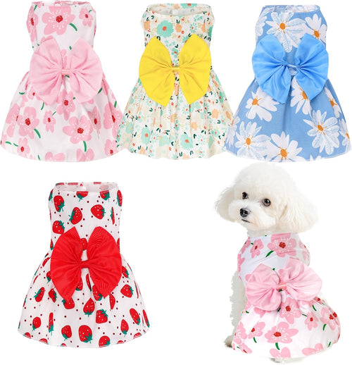 4Pcs Cute Dog Dress Pet Dress Puppy Skirt Summer Pet Clothes for Puppy Small Cats