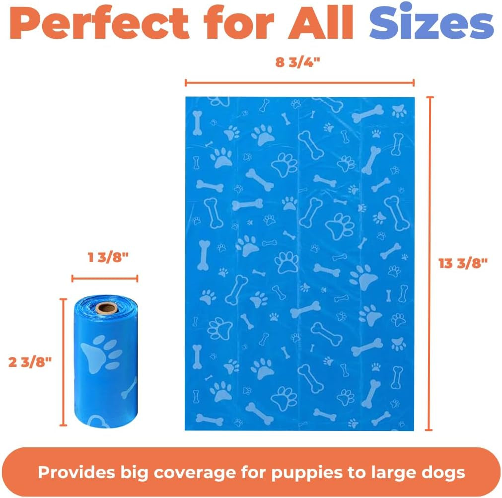 Dog Poop Bags for Waste Refuse Cleanup, Doggy Roll Replacements for Outdoor Puppy Walking and Travel, Leak Proof and Tear Resistant, Thick Plastic - Assorted, 150 Bags
