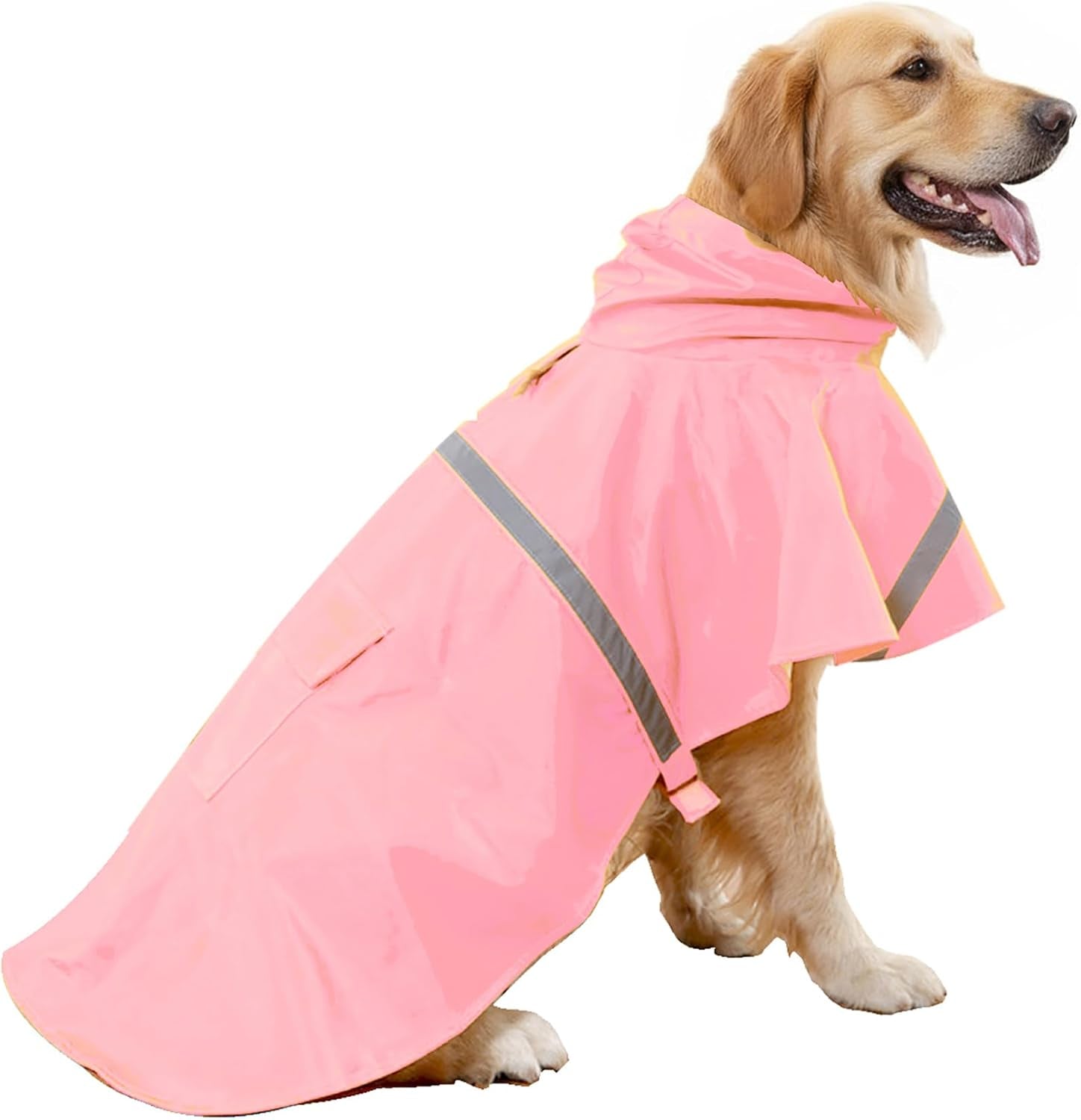 Dog Raincoats with Reflective Strip Hoodie,Poncho Jacket for Large Dogs Fit Golden Retriever Doodle (A1-Yellow, 24B (65-80 Lbs))