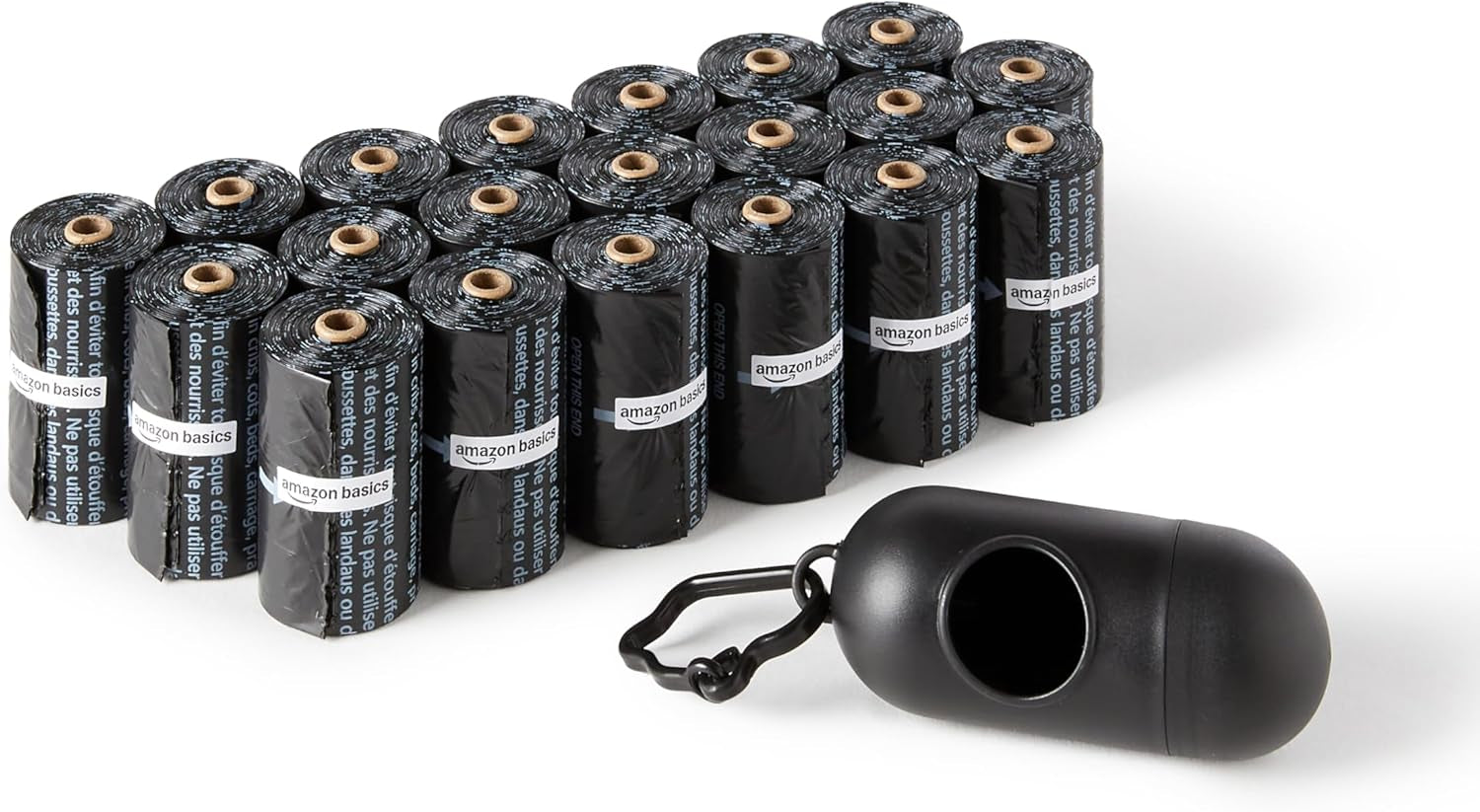 Dog Poop Leak Proof Bags with Dispenser and Leash Clip, Unscented, 13" X 9" Large Size, 300 Count