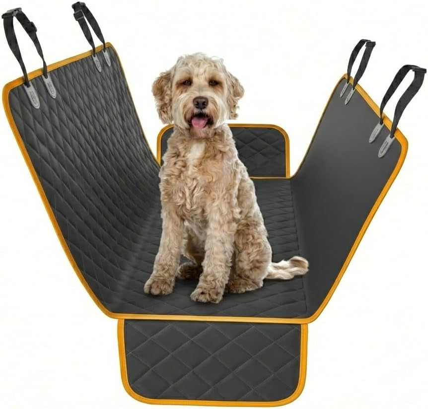 Dog Car Seat Cover for Back Seat, Waterproof Pet Hammock Protector, Durable Nonslip Seat Protection SUV Truck, Standard 53"X56", Orange