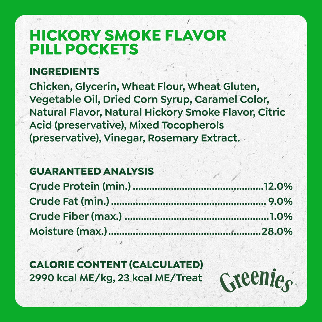 Pill Pockets for Dogs Capsule Size Natural Soft Dog Treats, Hickory Smoke Flavor, 7.9 Oz Pack (30 Treats)