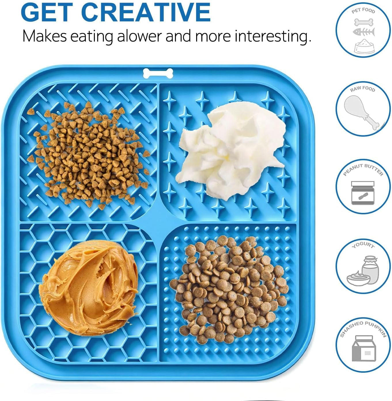 Licking Mat for Dogs & Cats with Suction Cups, 1 Pack Square Silicone Dog Slow Feeder Lick Pat for Anxiety Relief, Dog Toys to Keep Them Busy, Pets Bathing Training Grooming Mat 7.8 * 7.8 Inches