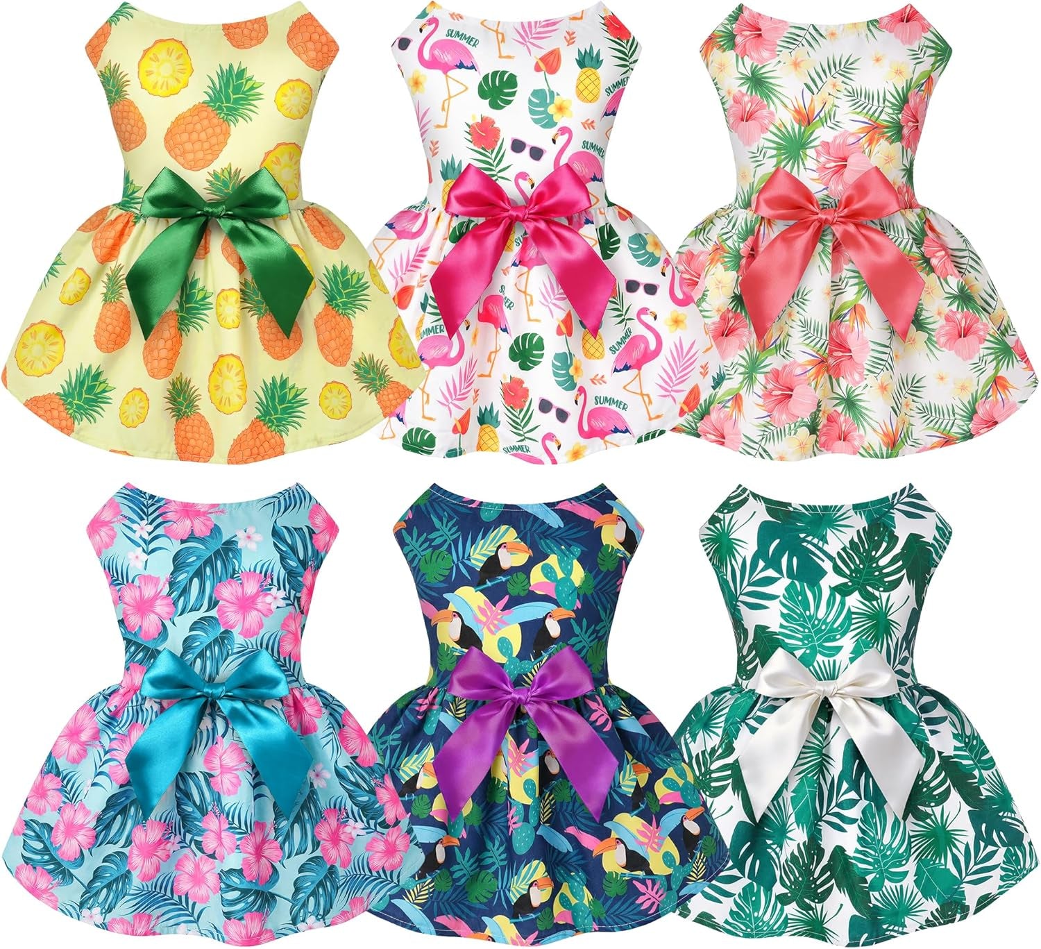 5 Pack Girl Dog Clothes Floral Summer Puppy Princess Bowknot Dog Dresses for Small Dogs Girl Clothes Cute Outfits for Boys Girls Pets Cats Dogs (X-Small, Floral Summer)