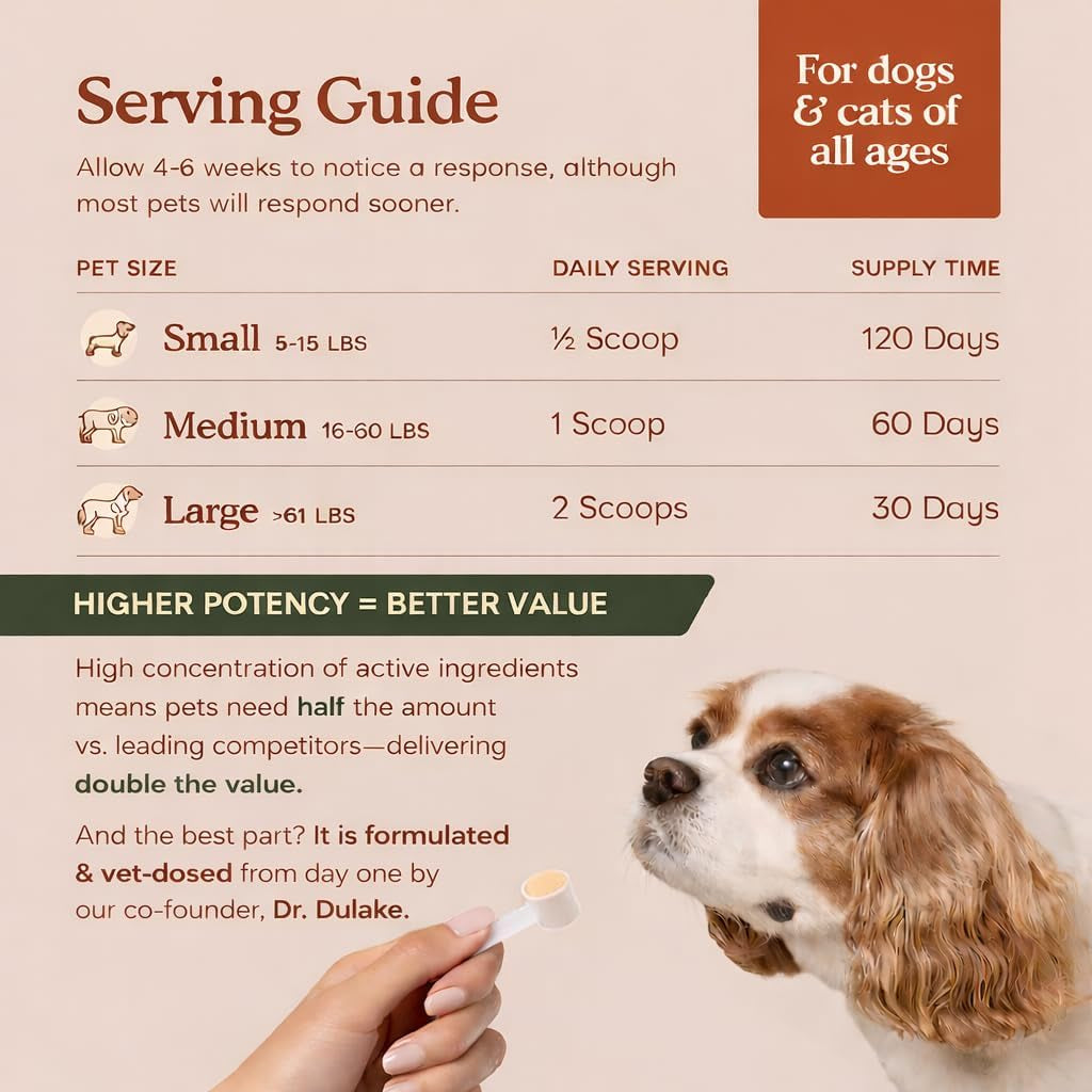 Organic Probiotics for Dogs & Cats with Prebiotics, 60 Scoops | USDA Organic Gut Health Powder Supplement with 12 Strains and 5 Billion Cfus for Immunity, Energy and Skin & Coat Health