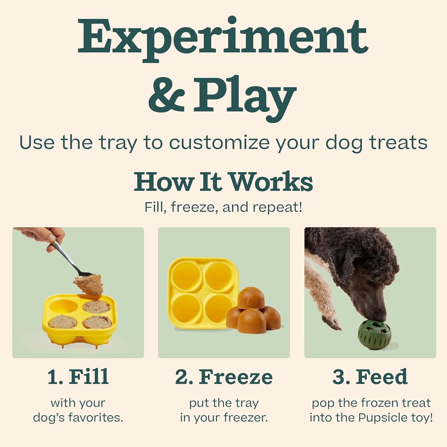 Starter Pack - Interactive Dog Ball Toy for Boredom - Dog Treat Molds Silicone - Chicken-Flavored Healthy Treats for Dogs - Pupsicle Doggy Enrichment Toy - for Large Pups - 25-75 Lbs