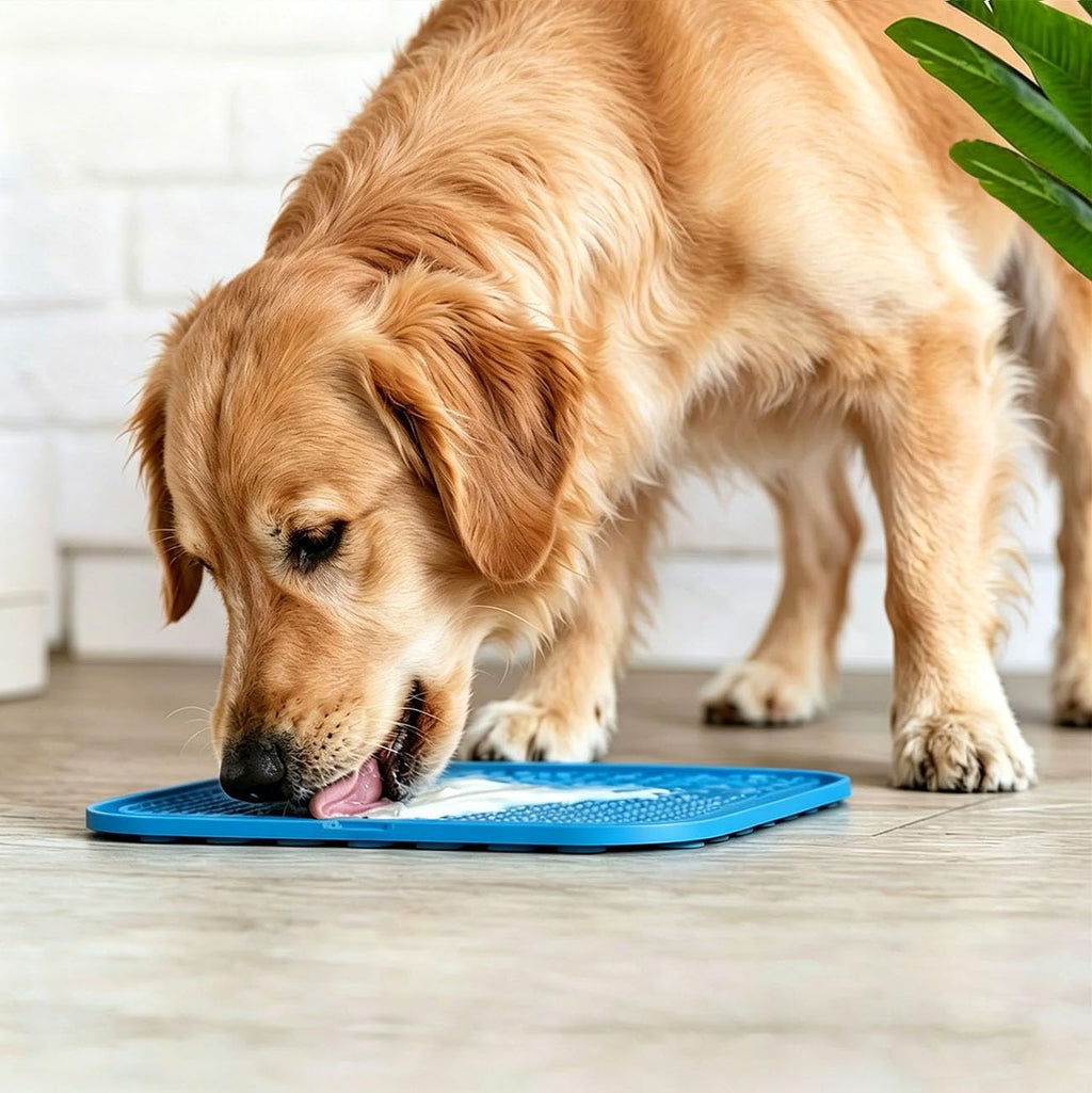 Licking Mat for Dogs & Cats with Suction Cups, 1 Pack Square Silicone Dog Slow Feeder Lick Pat for Anxiety Relief, Dog Toys to Keep Them Busy, Pets Bathing Training Grooming Mat 7.8 * 7.8 Inches