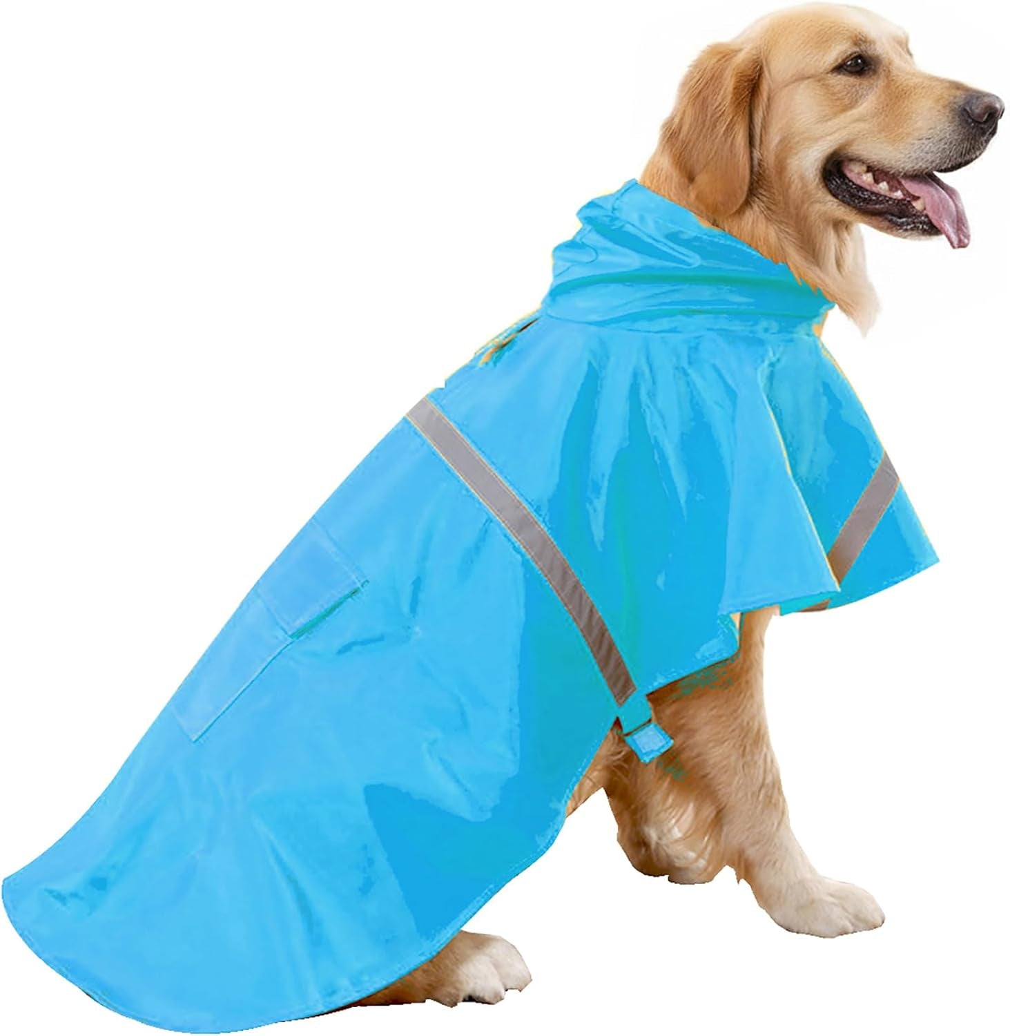 Dog Raincoats with Reflective Strip Hoodie,Poncho Jacket for Large Dogs Fit Golden Retriever Doodle (A1-Yellow, 24B (65-80 Lbs))