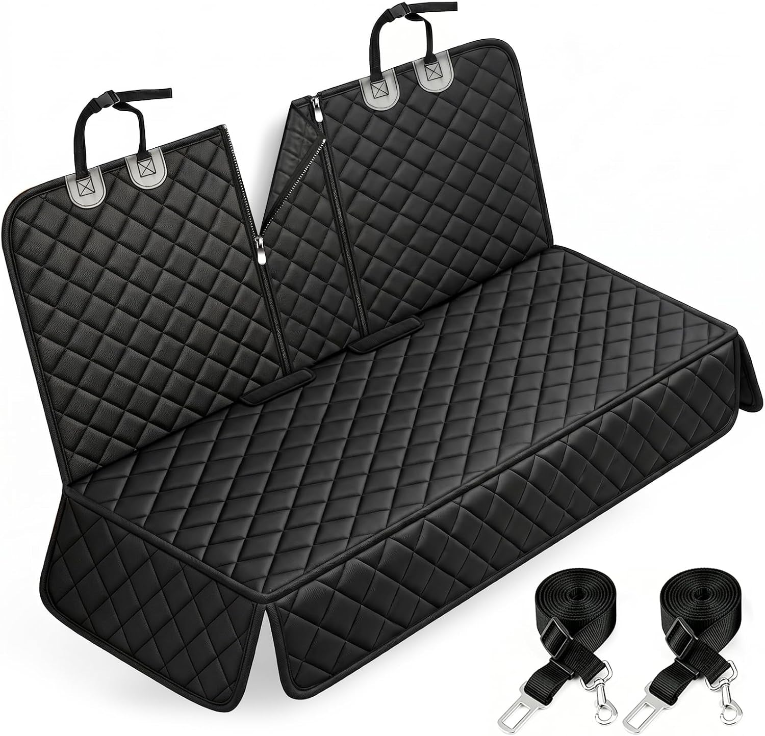 Dog Car Seat Cover, Back Seat Cover for Dogs Pet Car Seat Protector Waterproof Rear Seat Cover Durable Car Seat Cover, Fits Middle Armrest for Most Cars Suvs Trucks (53” Width)- Black