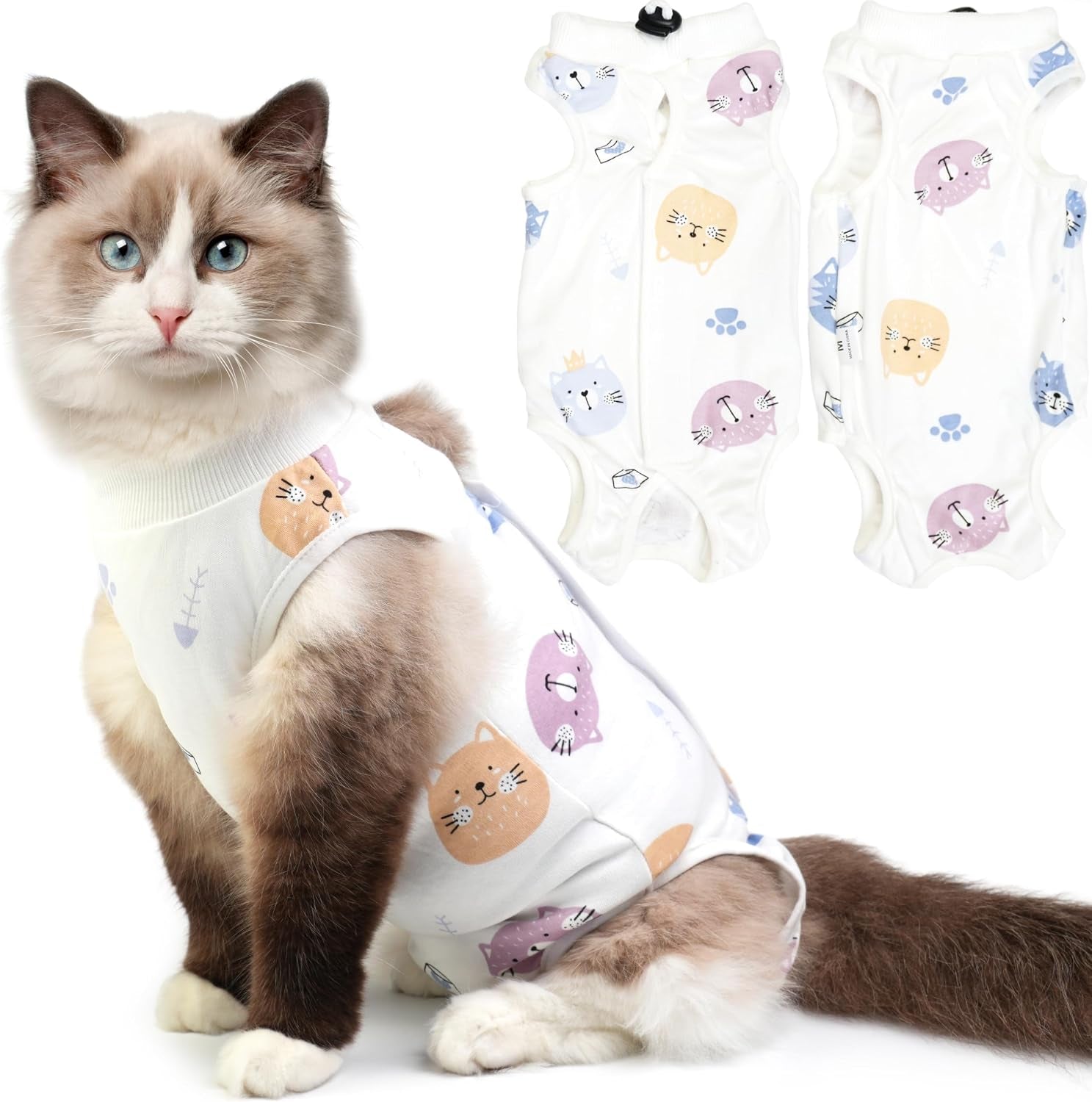 Cat Recovery Suit for Spay Abdominal Wounds, Kitten Onesie Bodysuit for Cats after Surgery, Cat Surgery Recovery Suit Female Cone of Shame Alternative for Cats anti Licking (Pink,M)